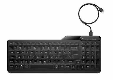 HP 405 Multi-Device Backlit Wired Keyboard Removable USB-C® cable