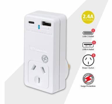 Sansai USB C + A 2xUSB charging Outlets Power Adaptor 240V 10A Power
