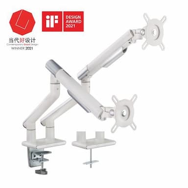 Brateck Dual Monitor Premium Slim Aluminum Spring-Assisted Monitor Arm — White