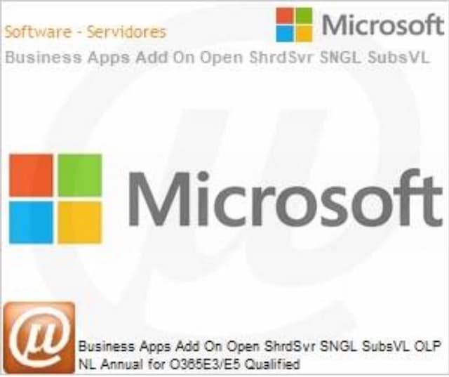 MICROSOFT BUSINESS APPS ADD ON OPEN SUB VL OLP 1L NO LEVEL O365E3/E5
