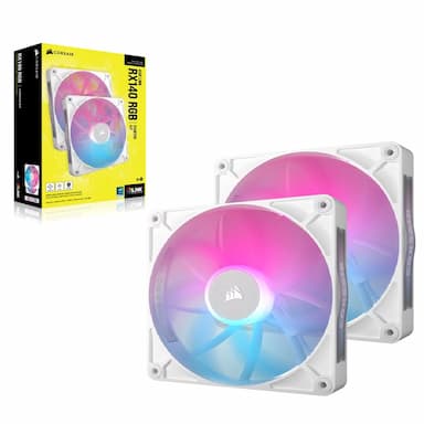 Corsair RX140 RGB White ICUE Link 140mm PWM Dual Fan Kit. 2x Fans