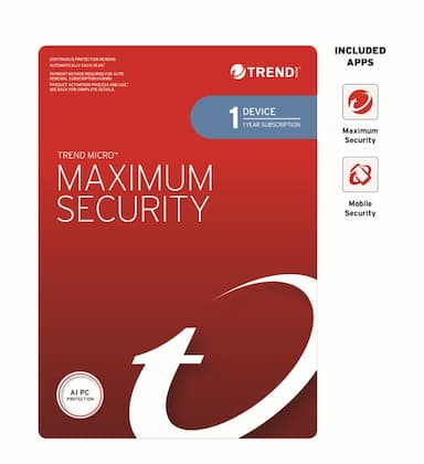 Trend Micro Maximum Security (1 Device) 1 Year Retail Mini Box Auto