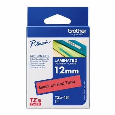 Brother TZE-431 12MM BLACK ON RED TZE TAPE