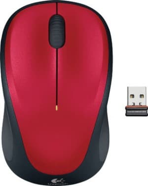 Logitech M235 Wireless Mouse Red Contoured design Glossy Comfort Grip