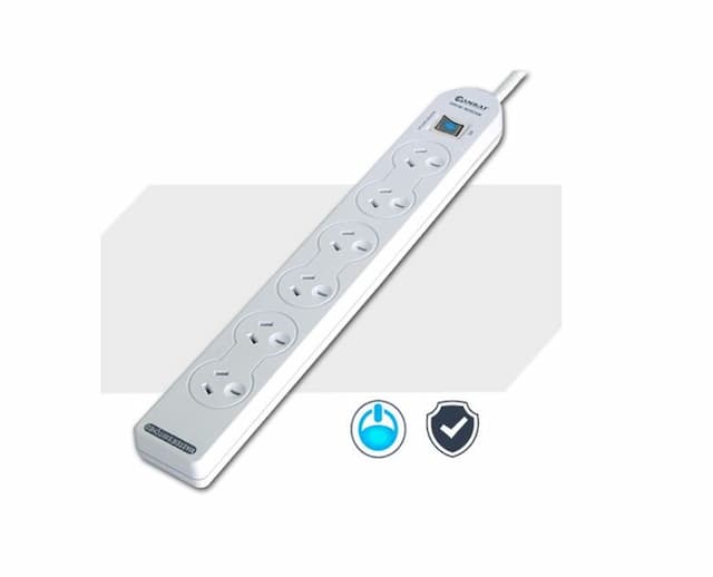 Sansai 6-Way Power Board (137P) with Master Switch Overload Protecte