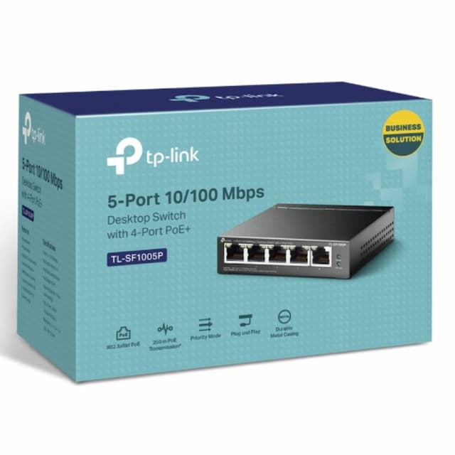 TP-Link TL-SF1005P 5-Port 10/100Mbps Desktop Switch with 4-Port PoE 67W